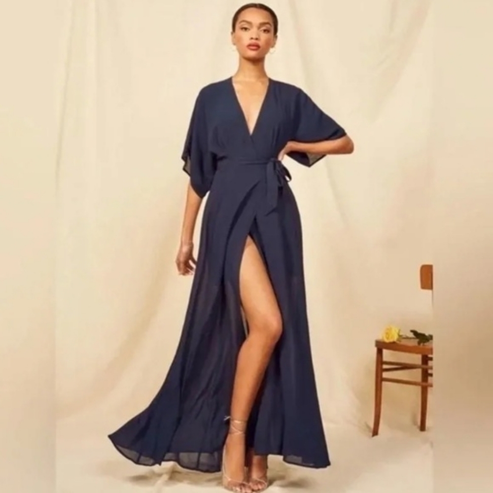 Reformation Winslow Dress Navy Size XS NWT